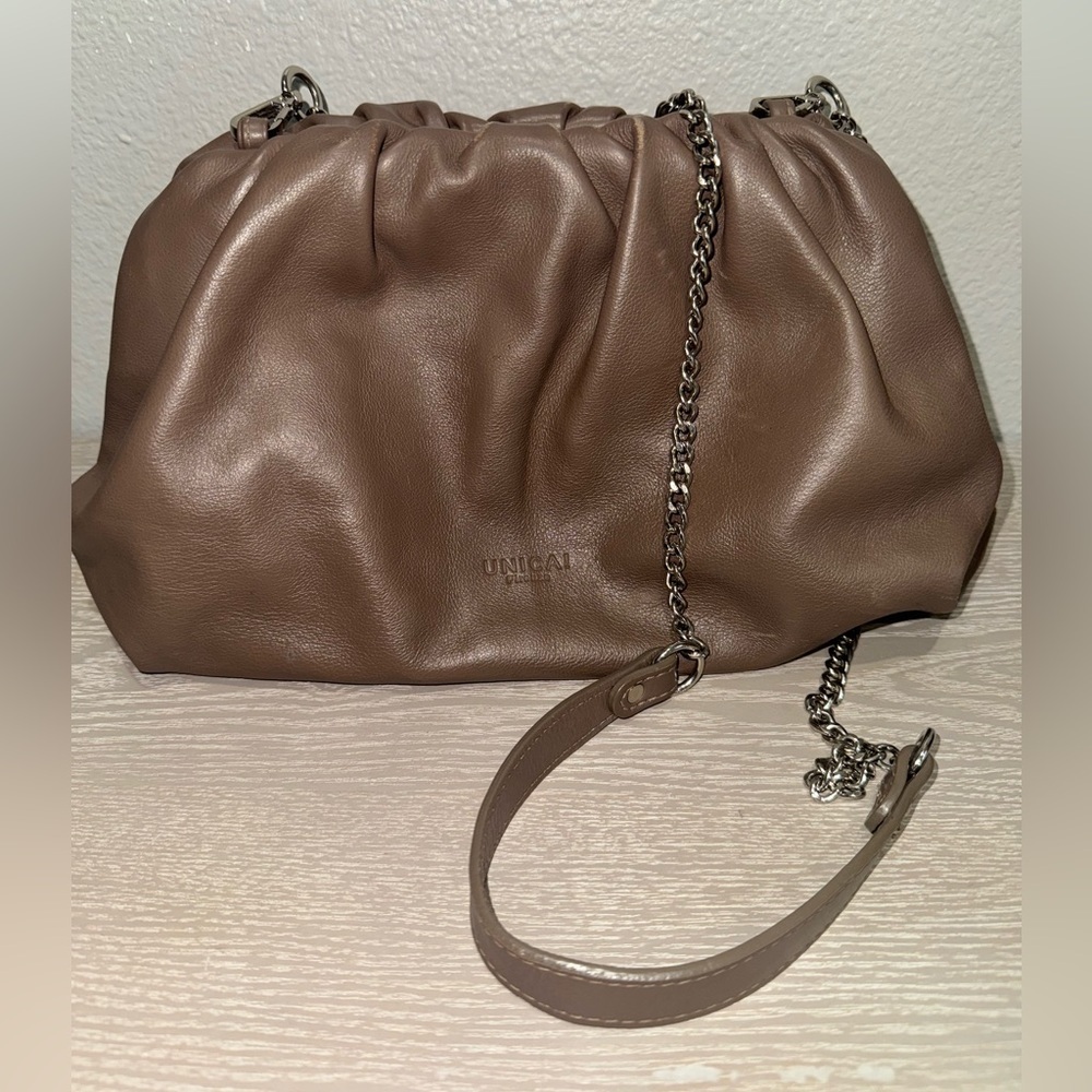 Unica! Firenze Brown Leather Pouch Italy Crossbody Shoulder Strap Bag/Clutch